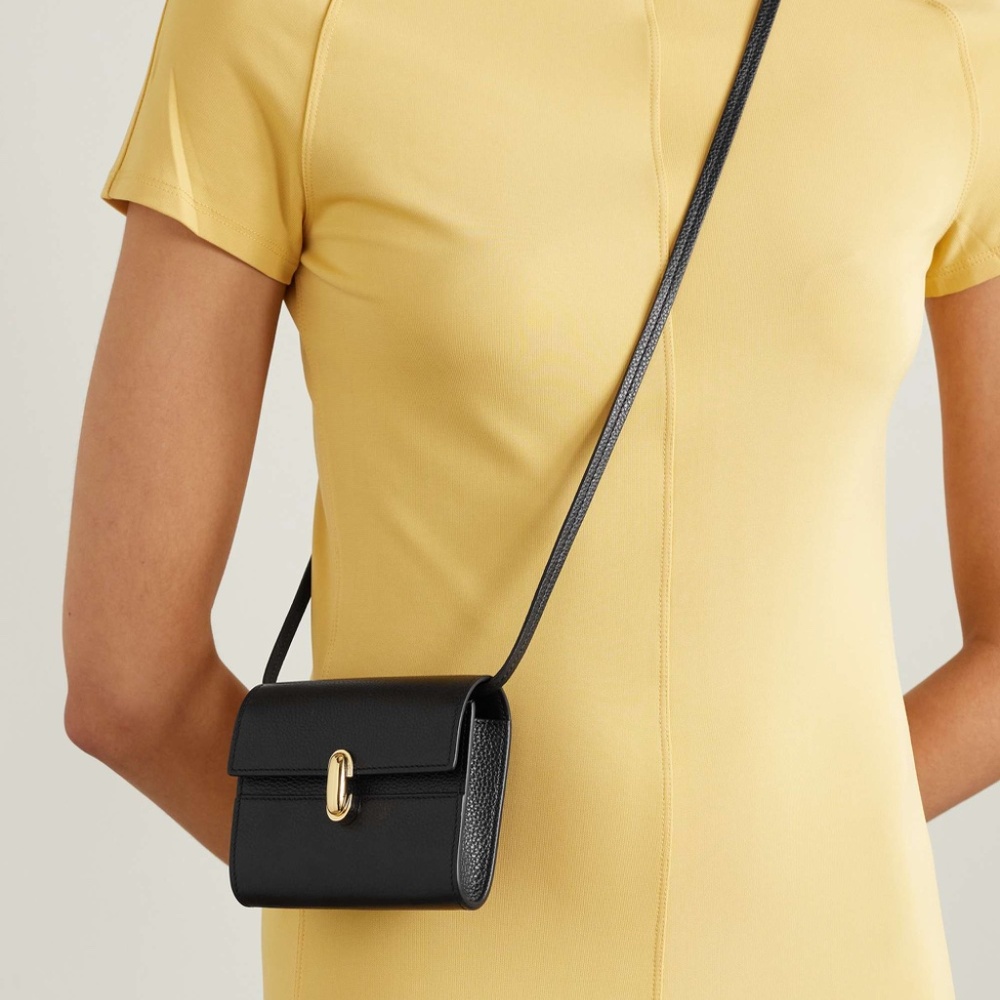 SAVETTE Symmetry Wallet Bag in Black Grained Calfskin Leather - Picture 9 of 12
